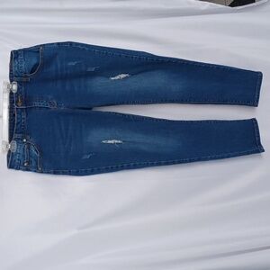 Baccini Midrise Jeans Blue Medium Denim Distressed Five Pocket Cotton Pants 10